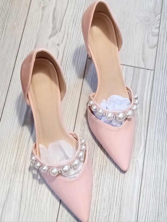 Coutgo Shoes - (7-4919) Coutgo Light Pink Womens High Heels Wedding Shoes Sz 8.5